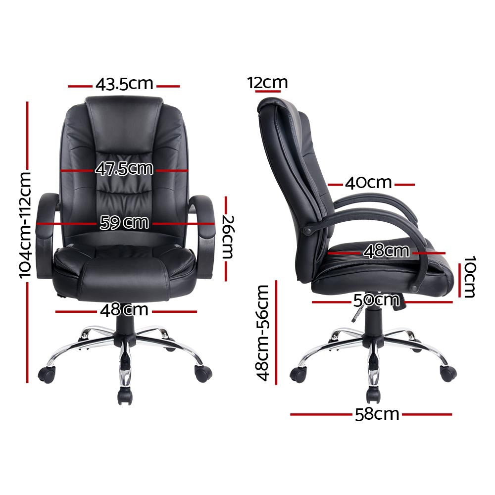Artiss Executive PU Leather Seating Office Chair Black