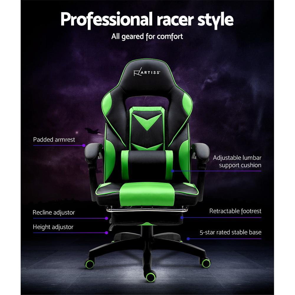 Artiss Home Office Black Green Gaming Office Chair