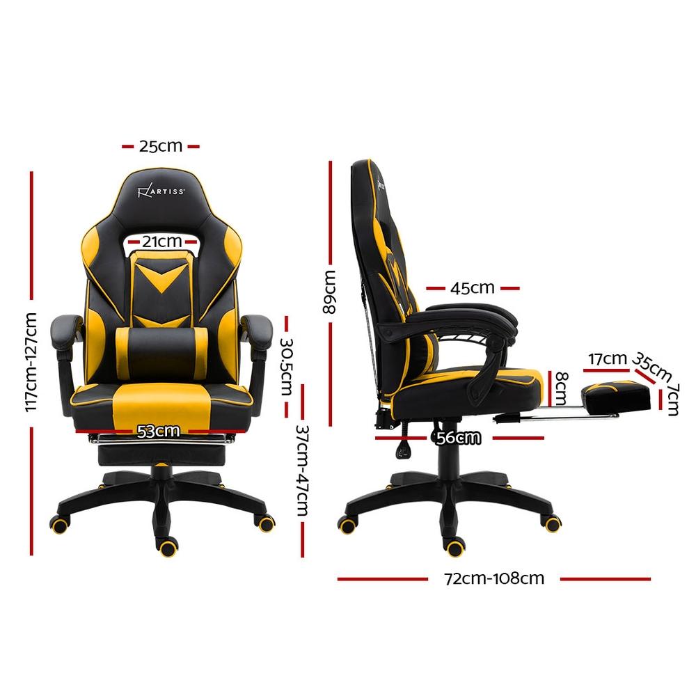 Artiss Home Office Black Yellow Gaming Office Chair