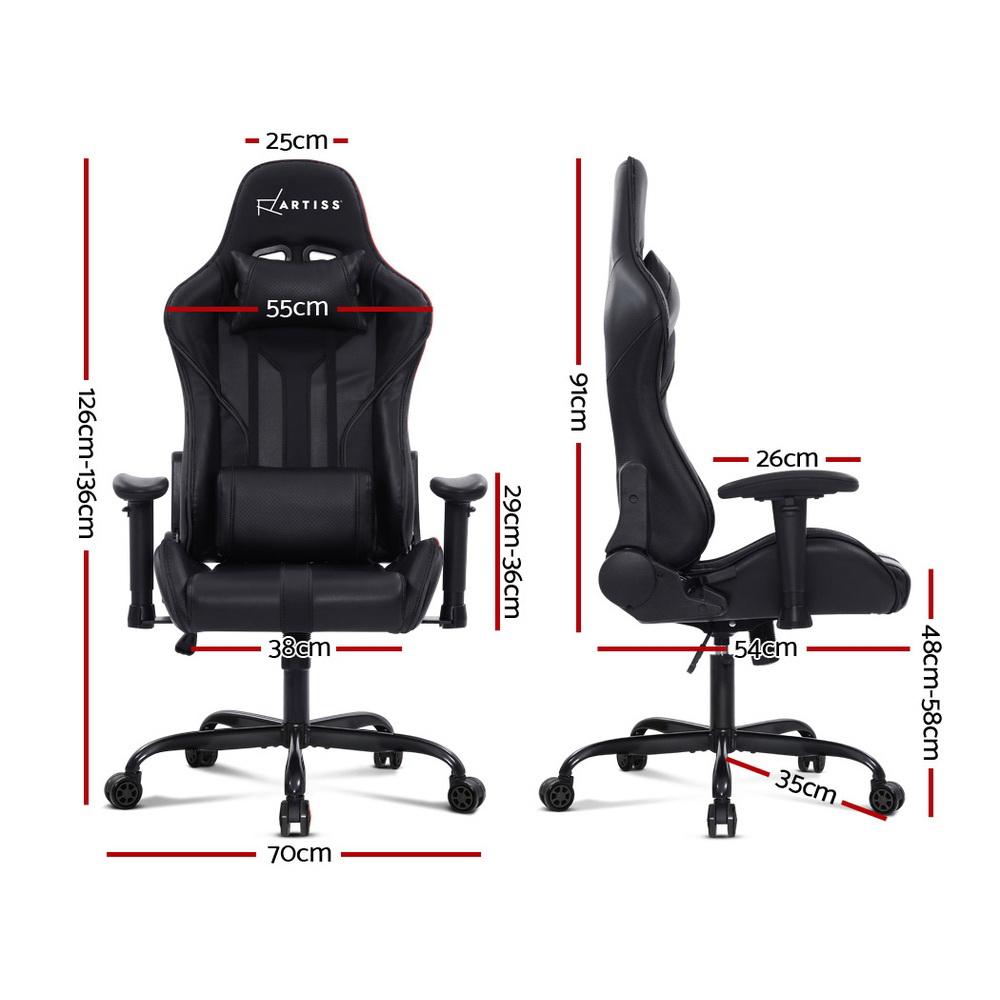 Artiss Black Leather Seat Racer Gaming Office Chair
