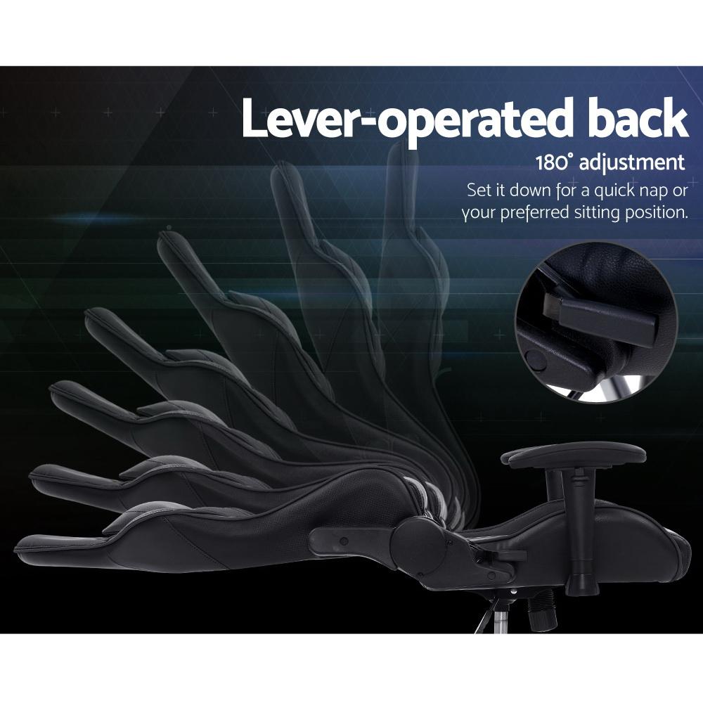 Artiss Black Leather Seat Racer Gaming Office Chair