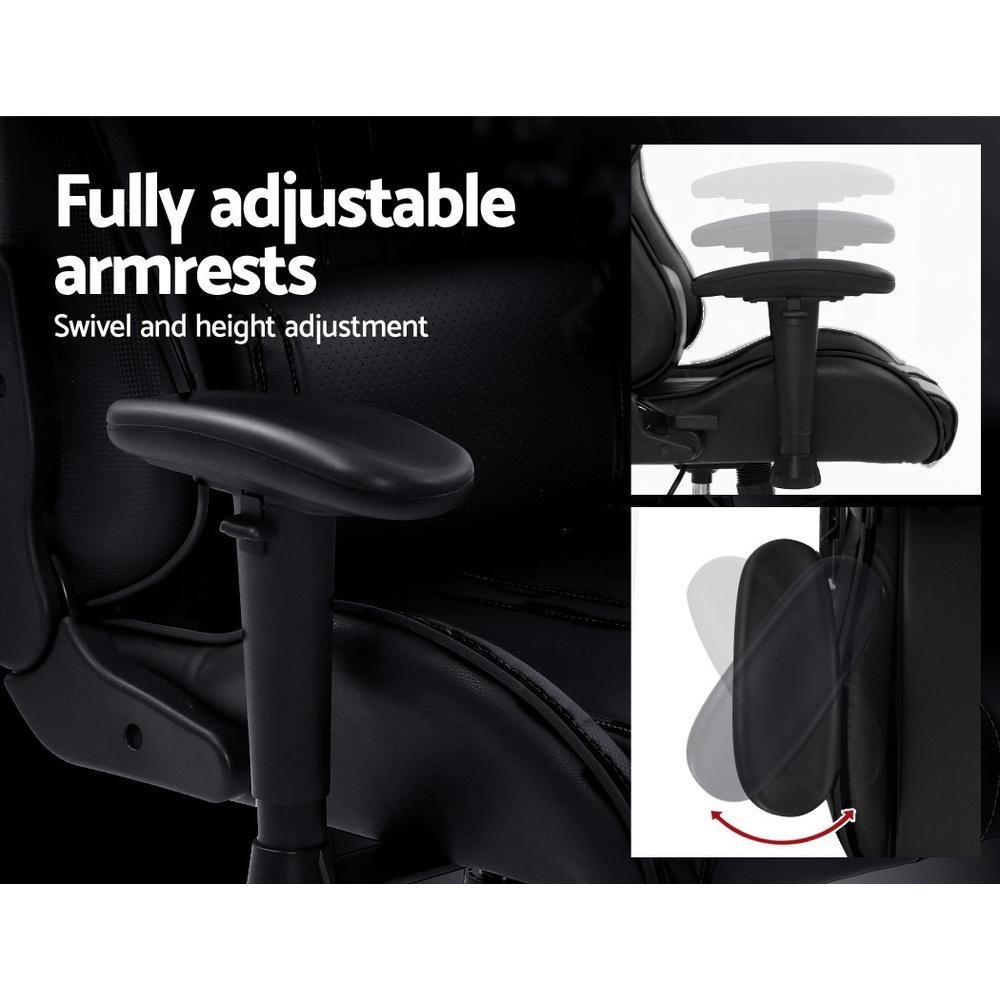 Artiss Black Leather Seat Racer Gaming Office Chair