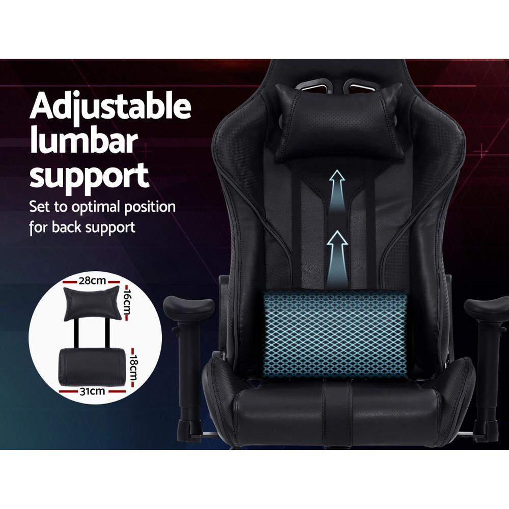 Artiss Black Leather Seat Racer Gaming Office Chair