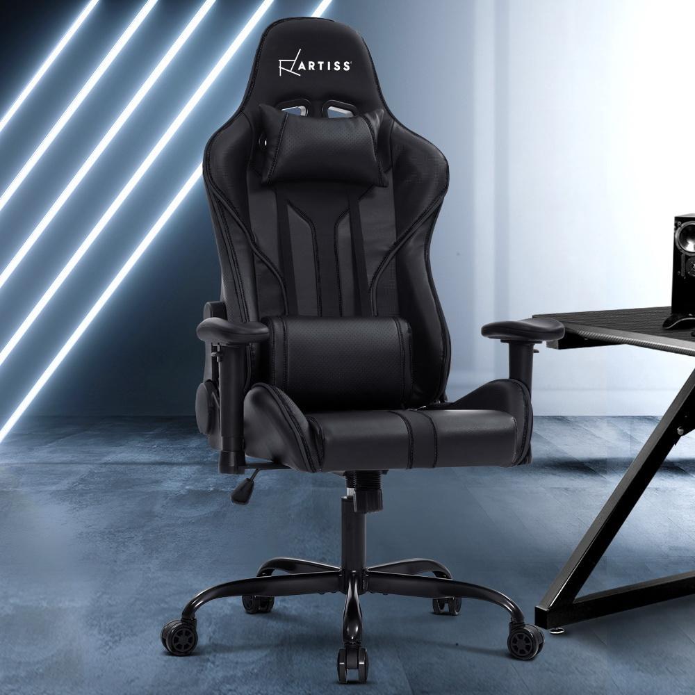 Artiss Black Leather Seat Racer Gaming Office Chair