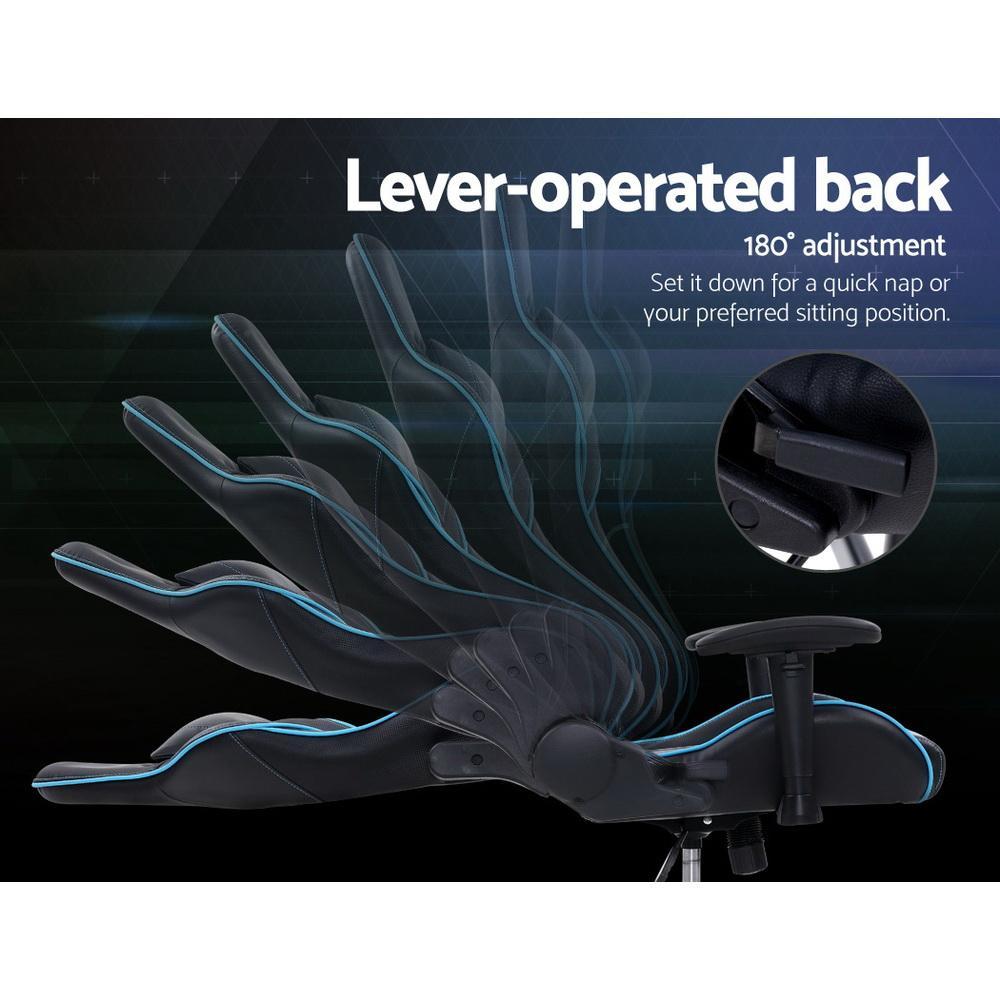 Artiss Black Blue Leather Seat Gaming Chair