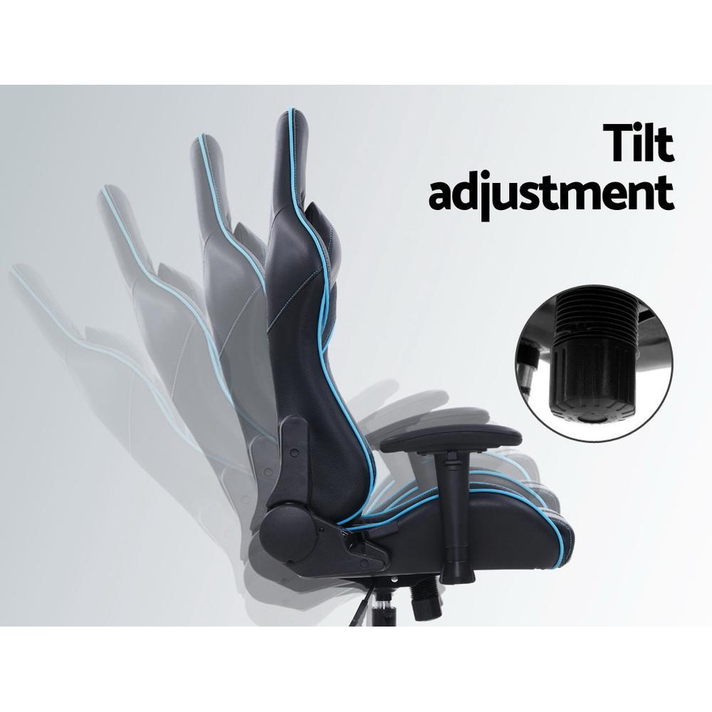 Artiss Black Blue Leather Seat Gaming Chair