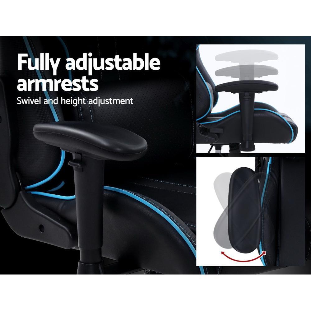 Artiss Black Blue Leather Seat Gaming Chair