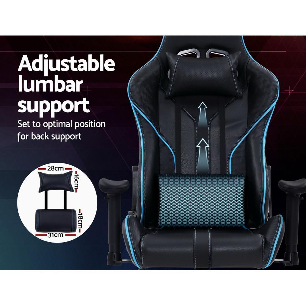 Artiss Black Blue Leather Seat Gaming Chair