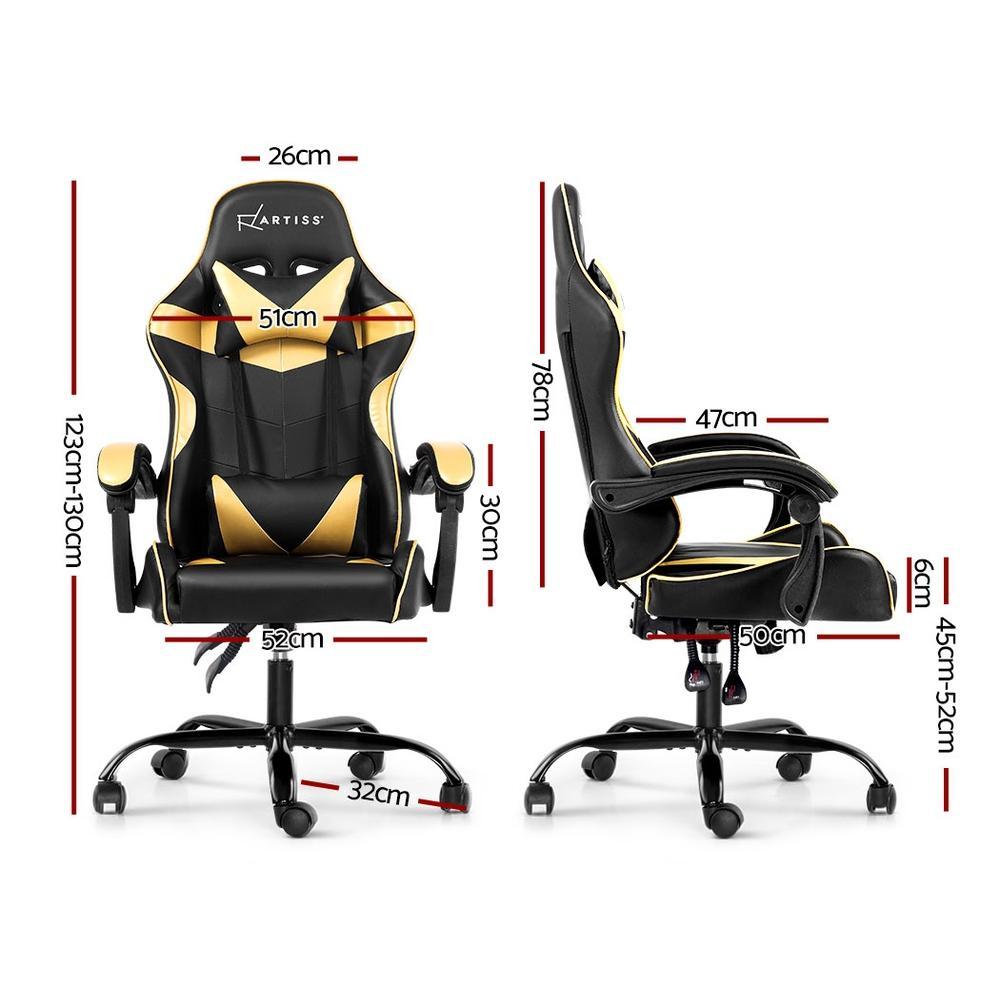 Artiss Home Office Black Gold Gaming Office Chair