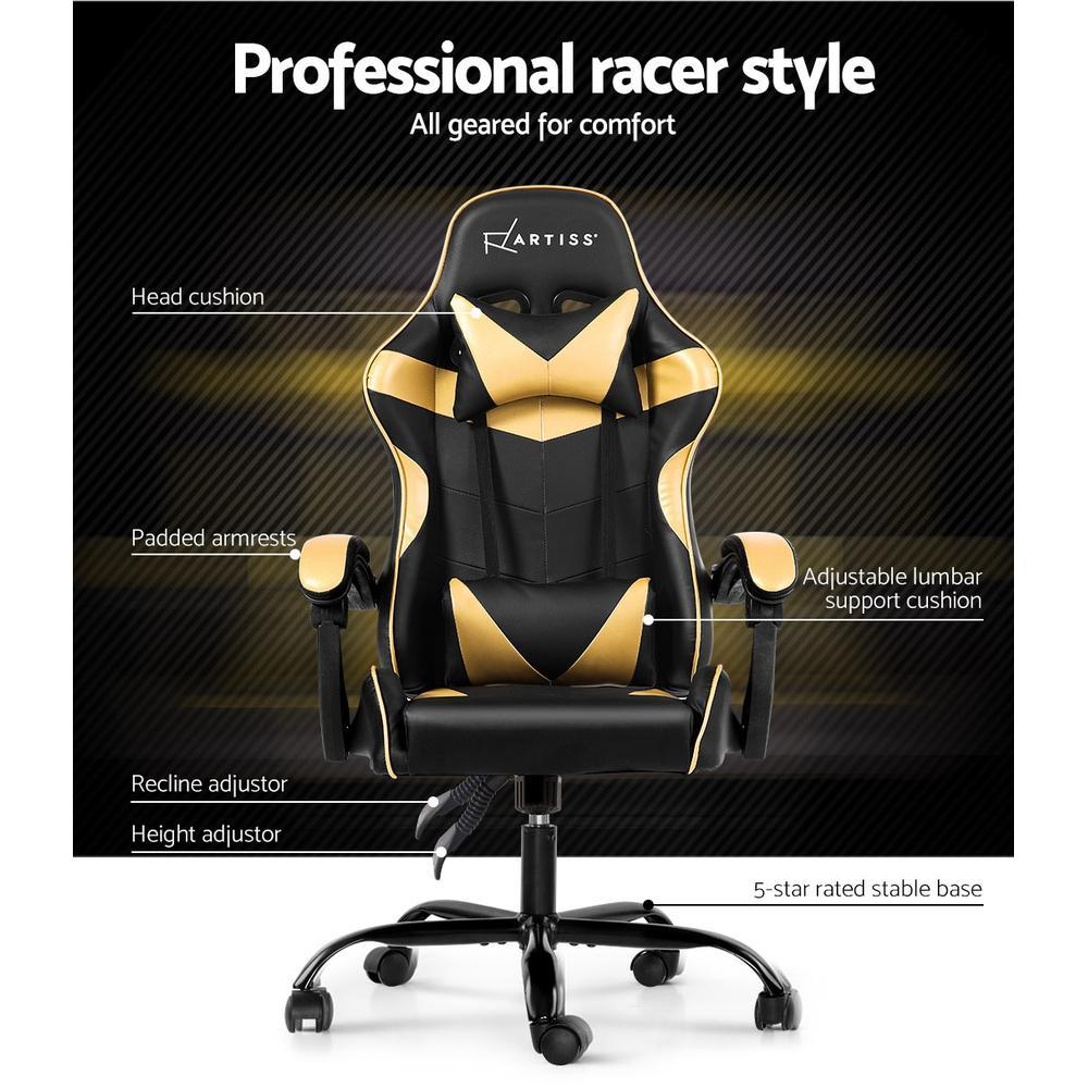 Artiss Home Office Black Gold Gaming Office Chair