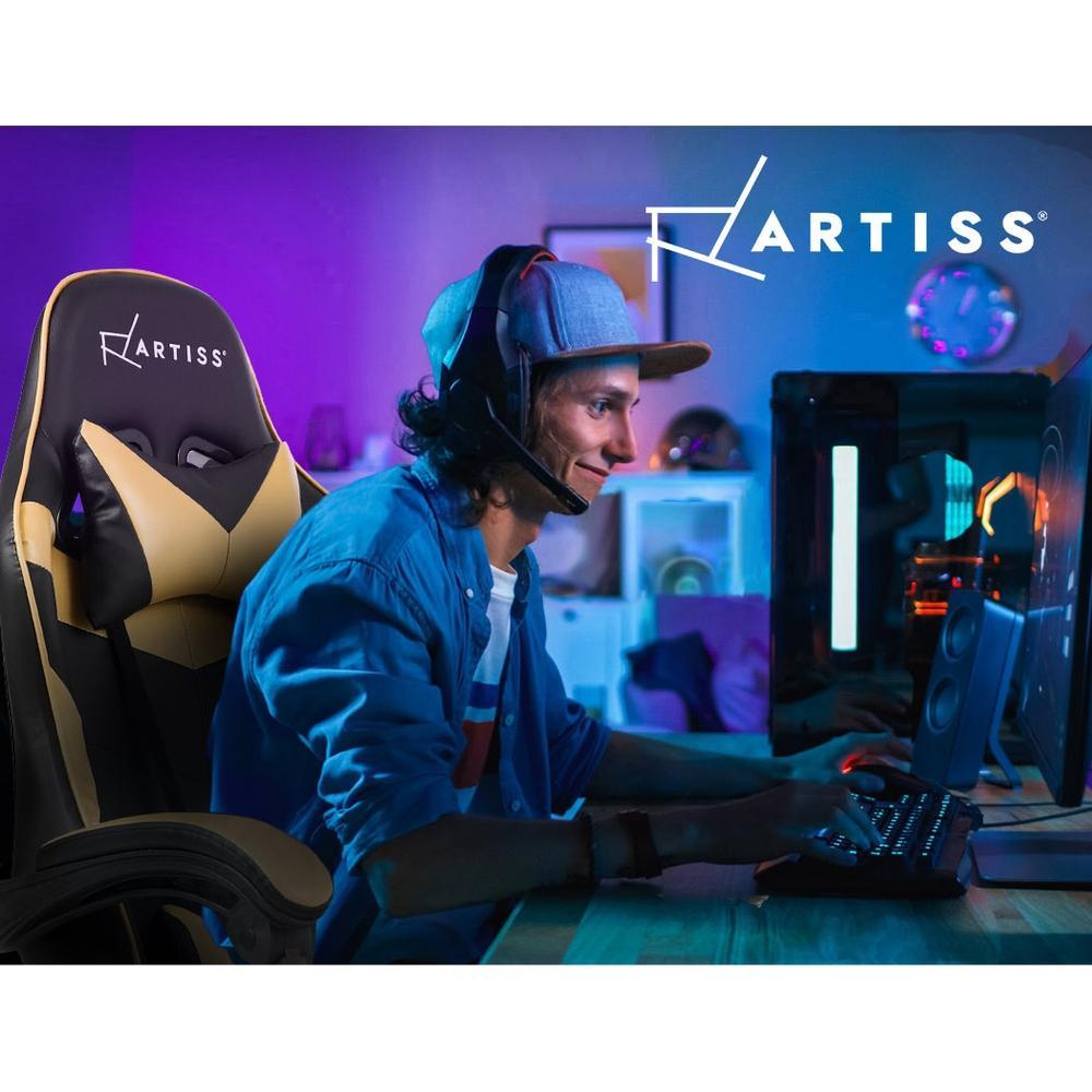 Artiss Home Office Black Gold Gaming Office Chair