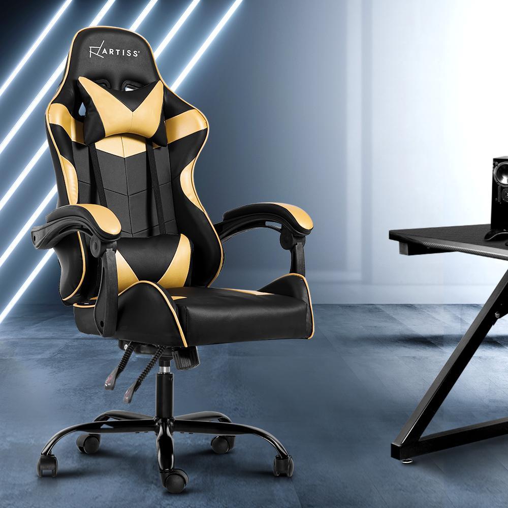 Artiss Home Office Black Gold Gaming Office Chair