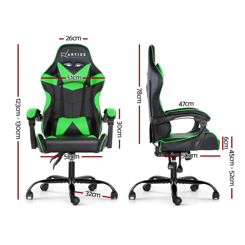Artiss Home Office Black Green Gaming Office Chair