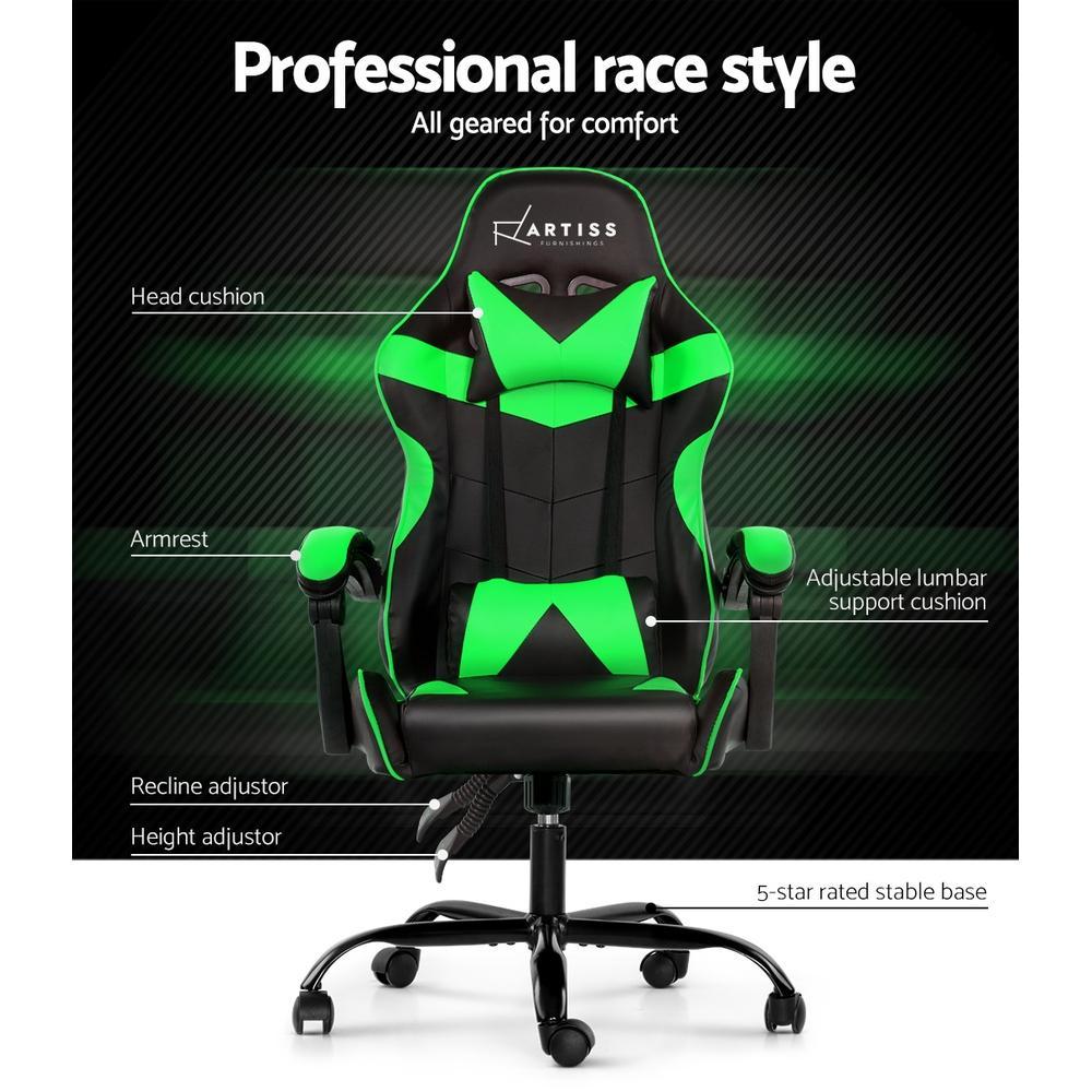 Artiss Home Office Black Green Gaming Office Chair