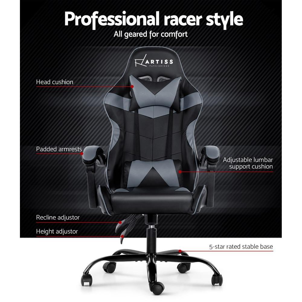 Artiss Home Office Black Grey Gaming Office Chair