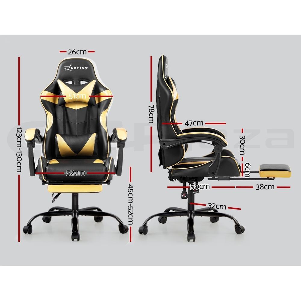 Artiss Home Office Black Gold Gaming Office Chair