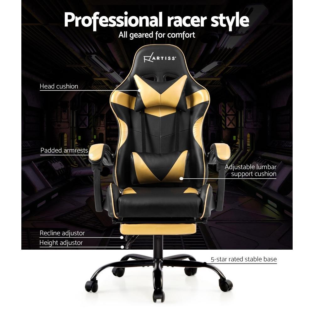 Artiss Home Office Black Gold Gaming Office Chair