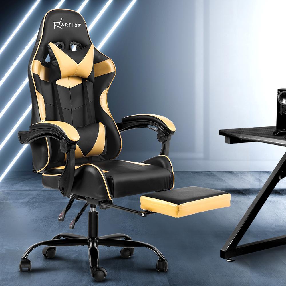 Artiss Home Office Black Gold Gaming Office Chair