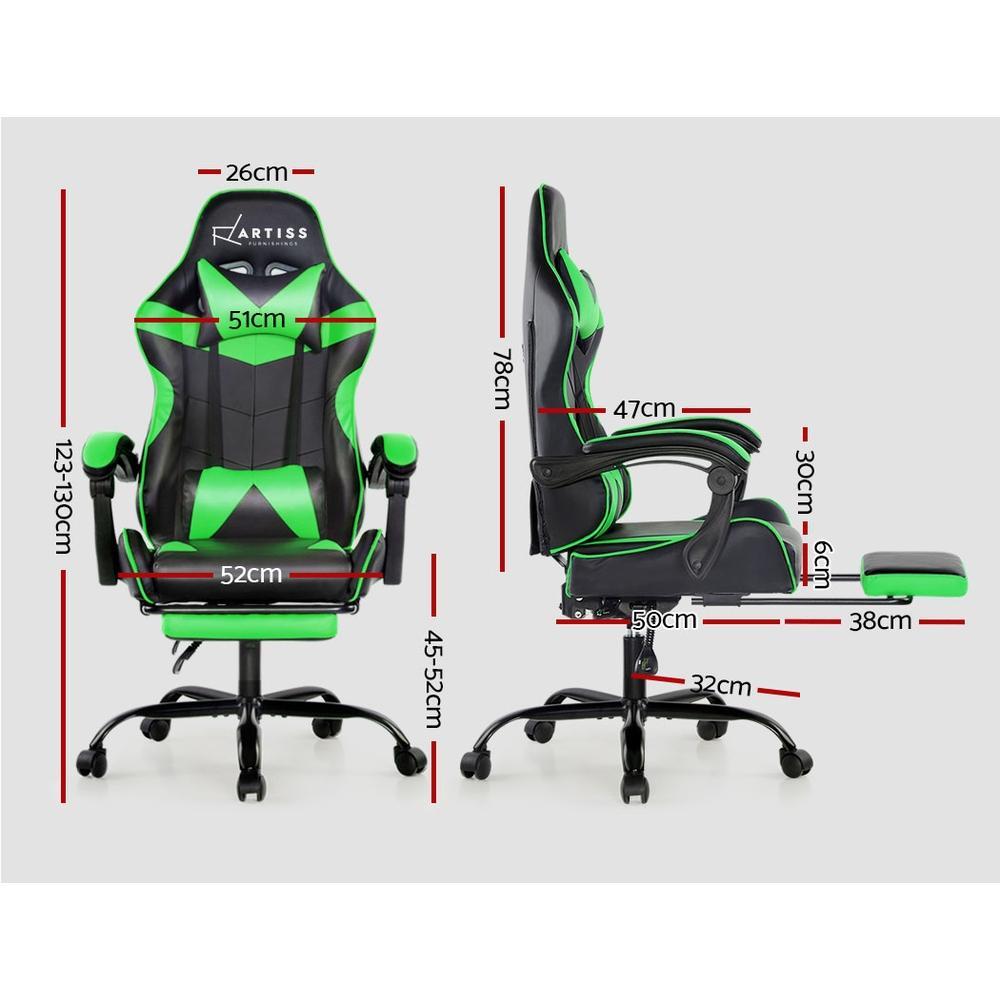 Artiss Home Office Black Green Gaming Office Chair