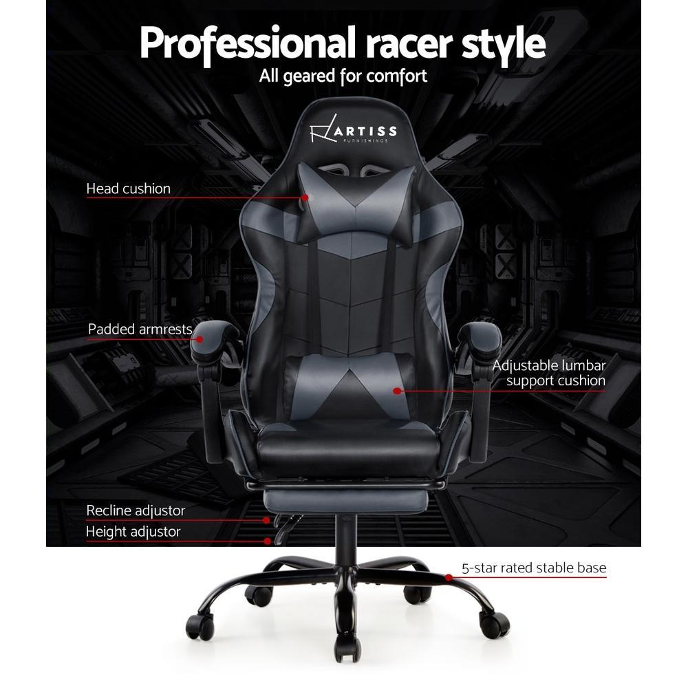 Artiss Home Office Black Grey Gaming Office Chair