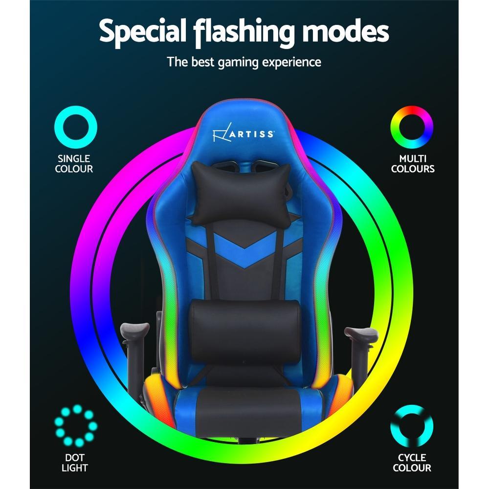 Artiss Home Office Blue RGB LED Gaming Office Chair