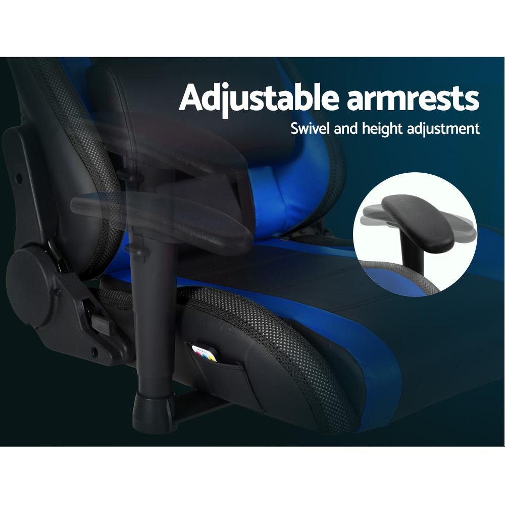 Artiss Home Office Blue RGB LED Gaming Office Chair