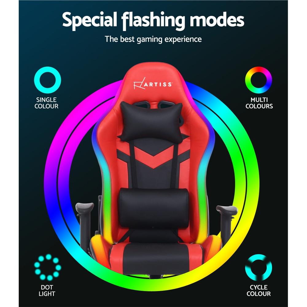Home Office Blue RArtissGB LED Gaming Office Chair