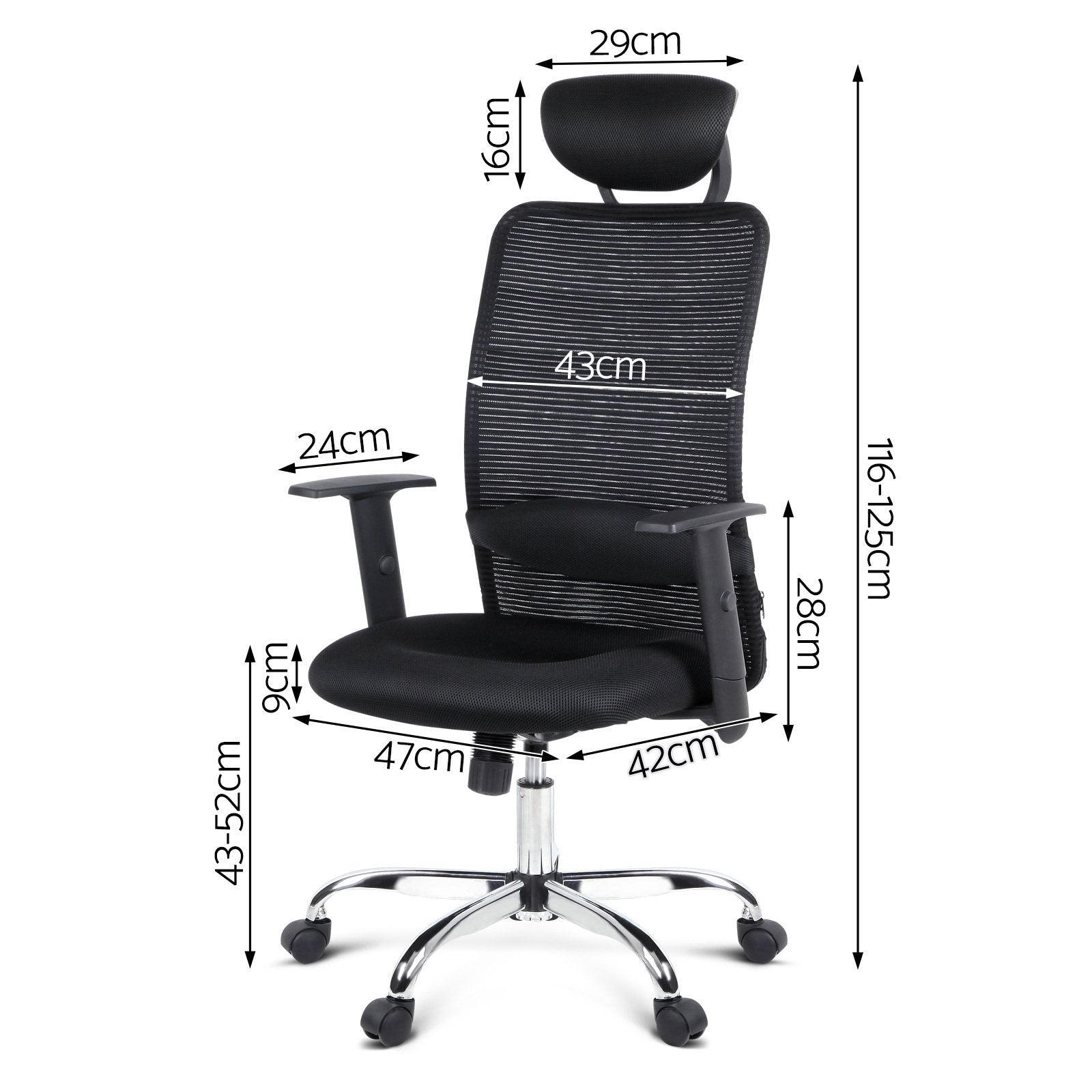 Mesh High Back Office Desk Chair - Black