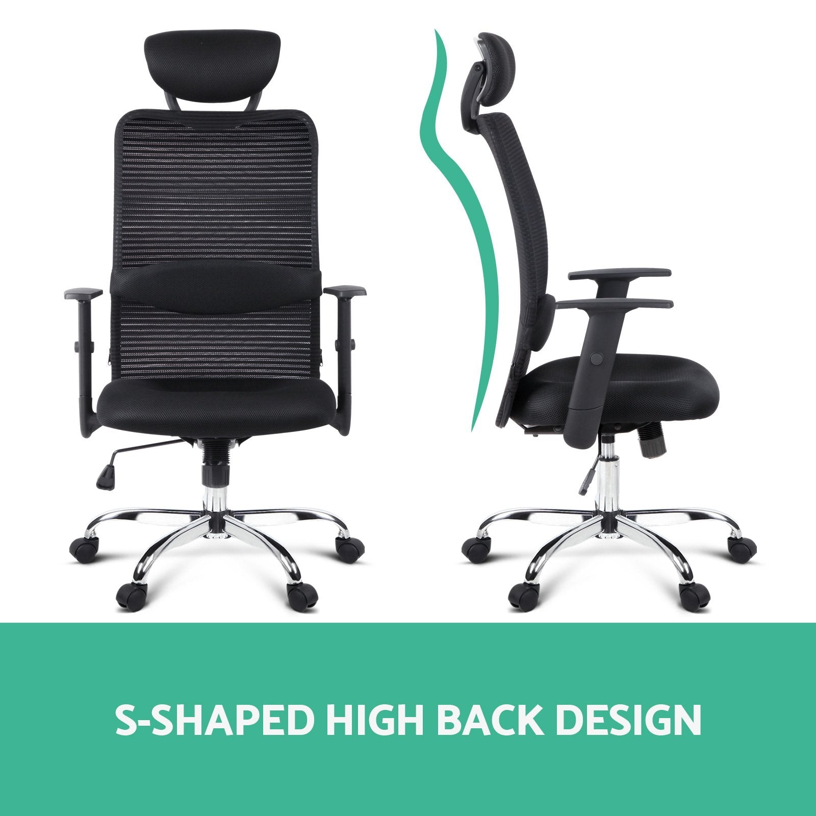 Mesh High Back Office Desk Chair - Black