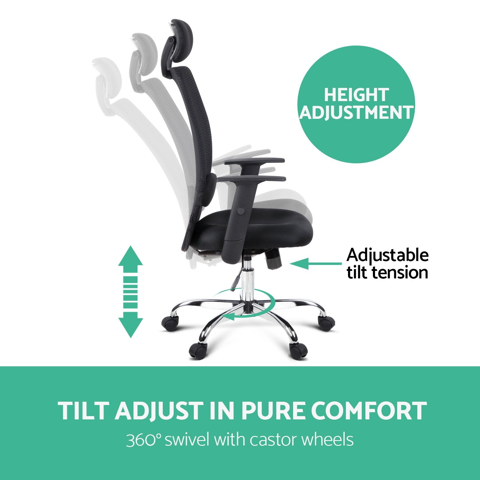 Mesh High Back Office Desk Chair - Black