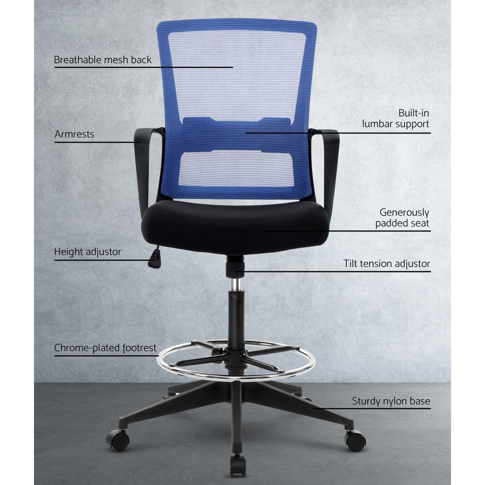 Artiss Office Chair Veer Drafting Mesh Chairs Black