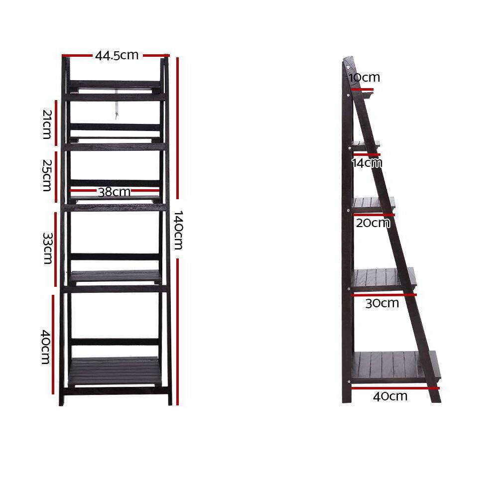 Artiss  5 Tier Wooden Ladder Stand Book Shelves Rack