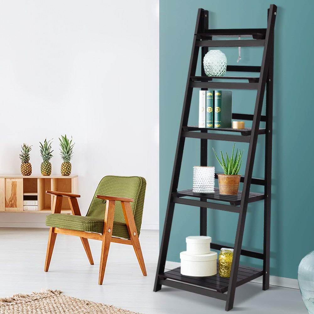 Artiss  5 Tier Wooden Ladder Stand Book Shelves Rack