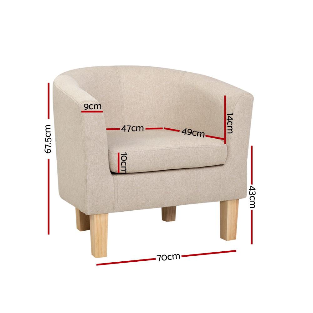 Artiss Beige Fabric Accent Tub Chair
