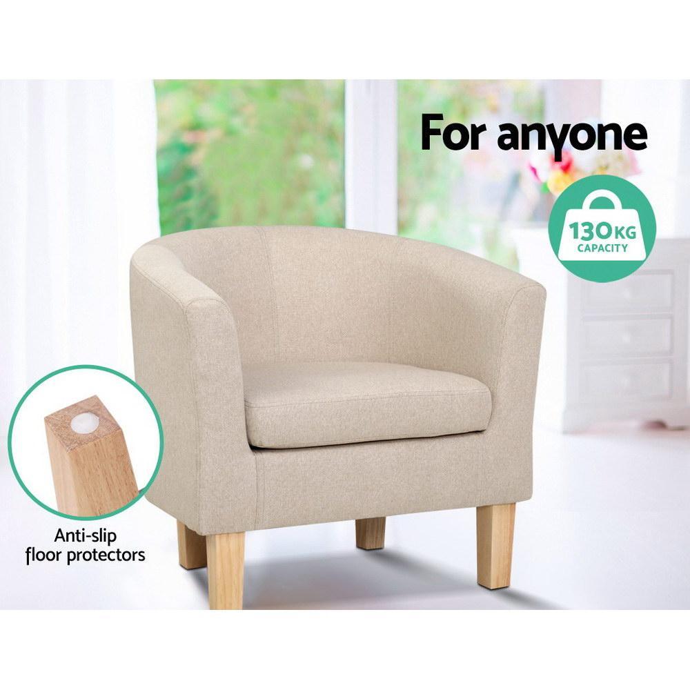 Artiss Beige Fabric Accent Tub Chair