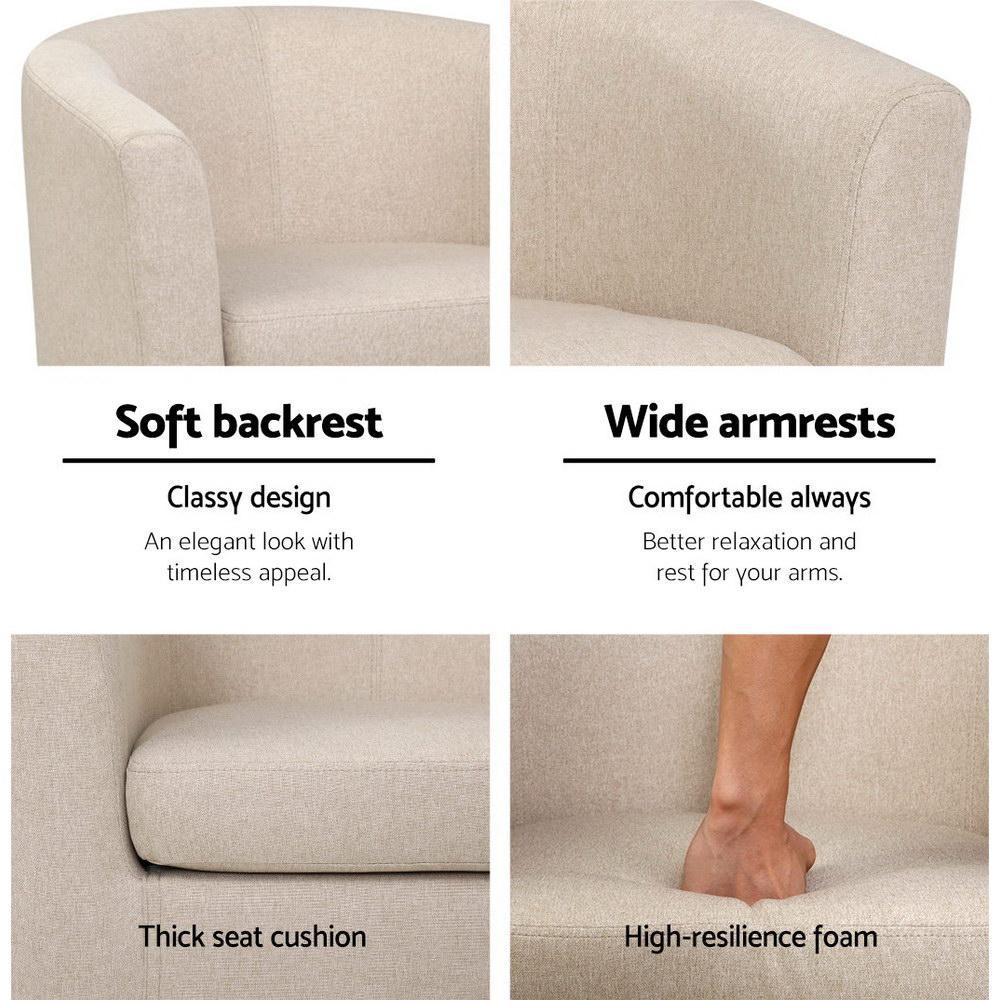 Artiss Beige Fabric Accent Tub Chair