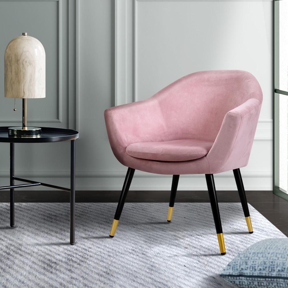 Artiss Velvet Pink Retro Chair