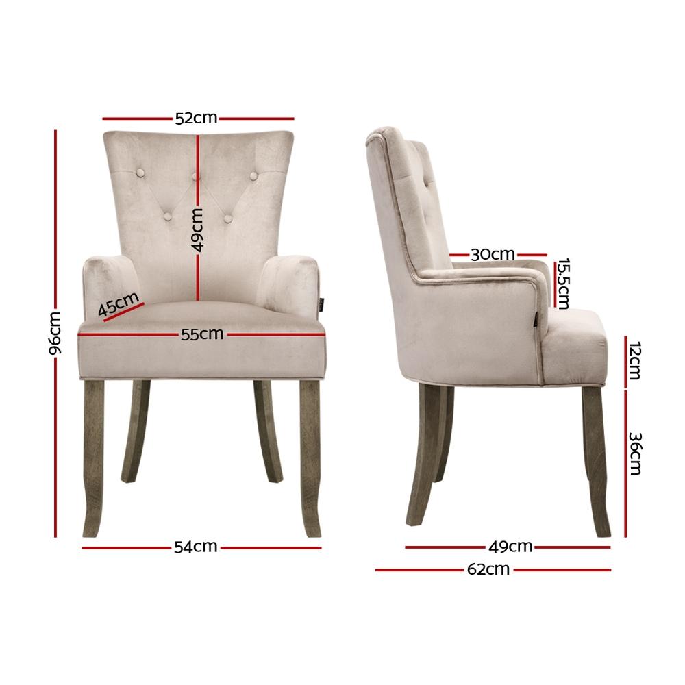 Artiss  French Provincial Chair Velvet Fabric Timber Retro Camel