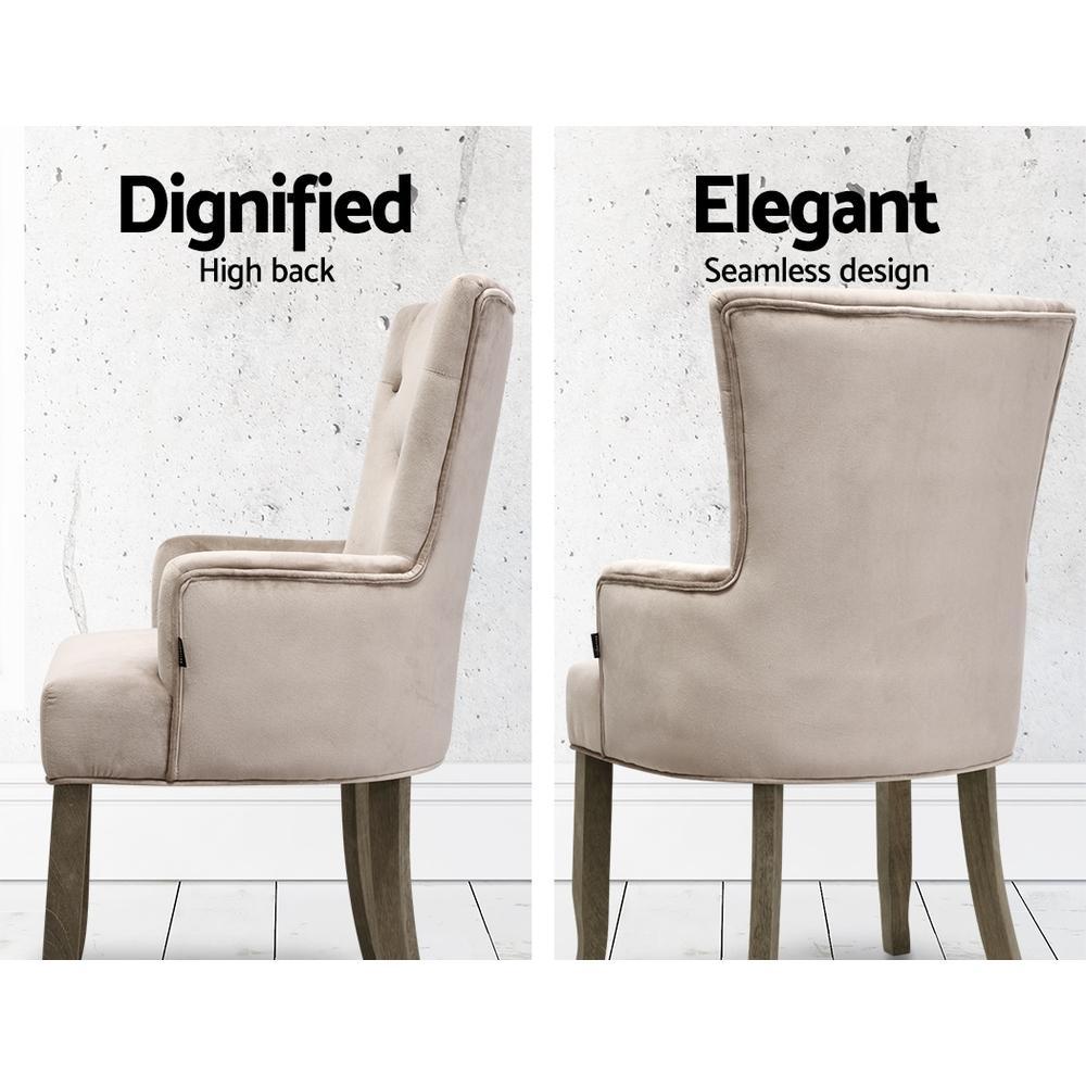 Artiss  French Provincial Chair Velvet Fabric Timber Retro Camel