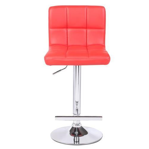 2 Red Bar Stools Faux Leather Mid High Back Adjustable Crome Base Gas Lift Swivel Chairs