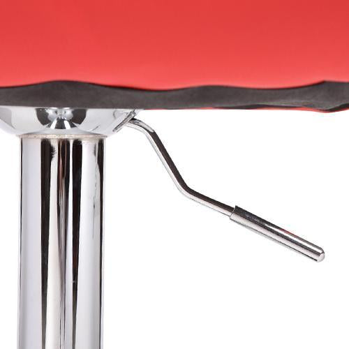 2 Red Bar Stools Faux Leather Mid High Back Adjustable Crome Base Gas Lift Swivel Chairs