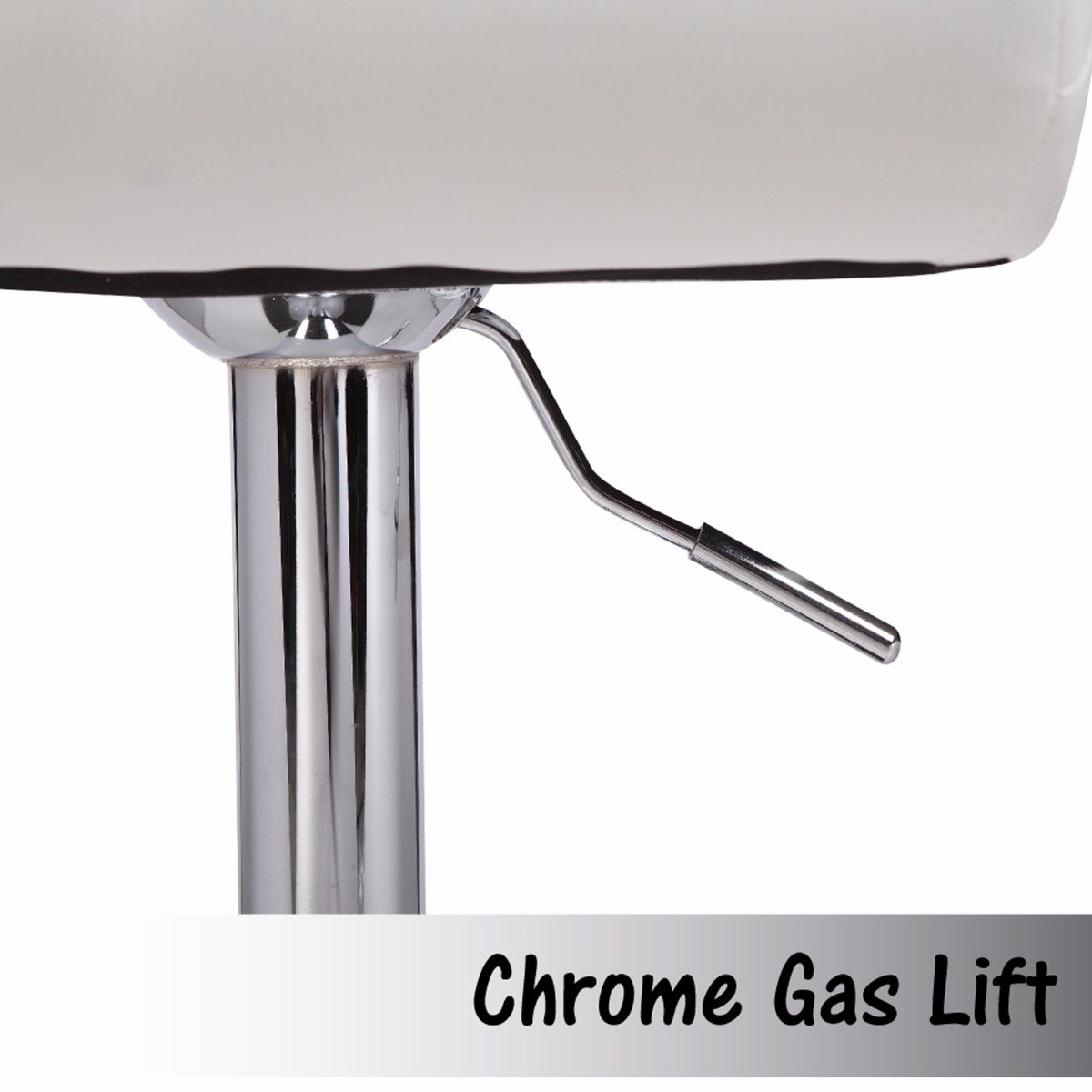 2 White Bar Stools Faux Leather Mid High Back Adjustable Crome Base Gas Lift Swivel Chairs