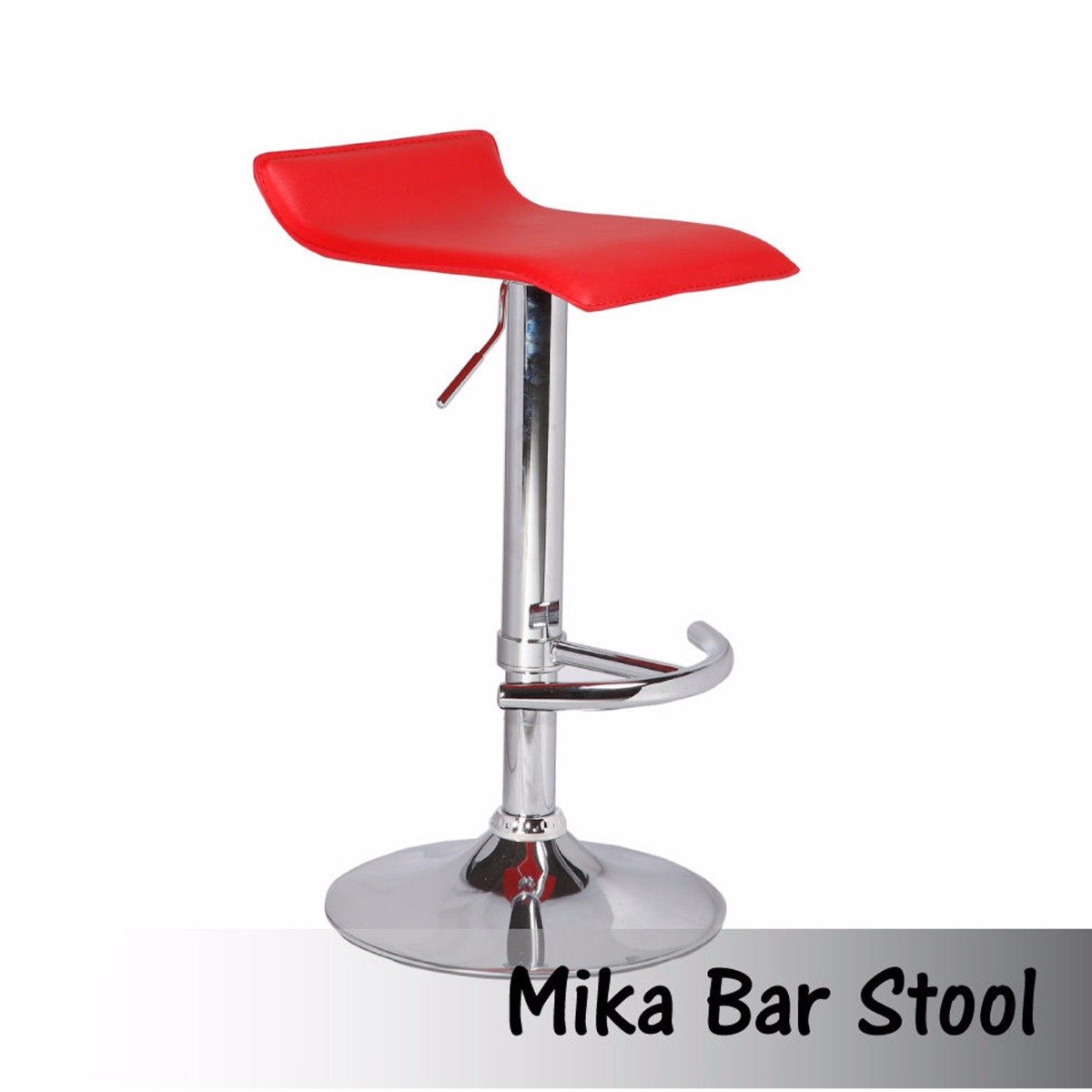 2 Red Bar Stools Faux Leather Low Back Adjustable Crome Base Gas Lift Slim Seat Swivel Chairs